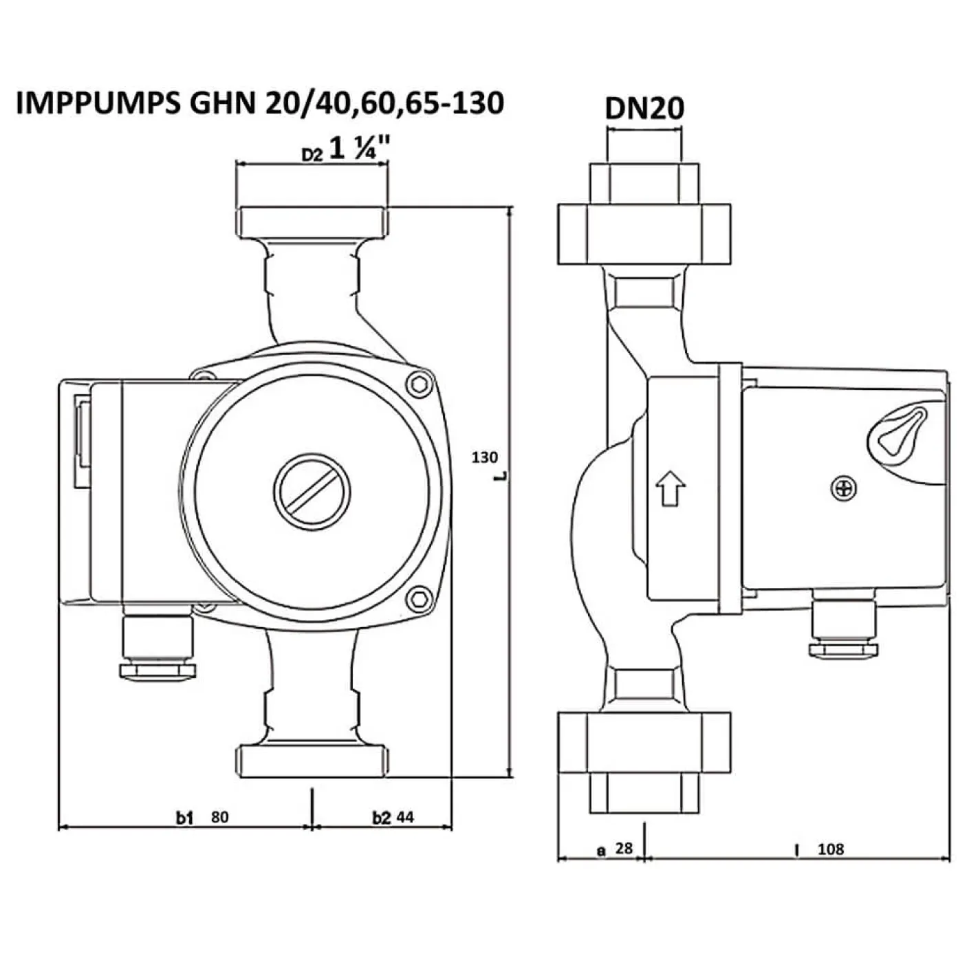 Циркуляційний насос IMP Pumps GHN 20/65-130 - Фото 3